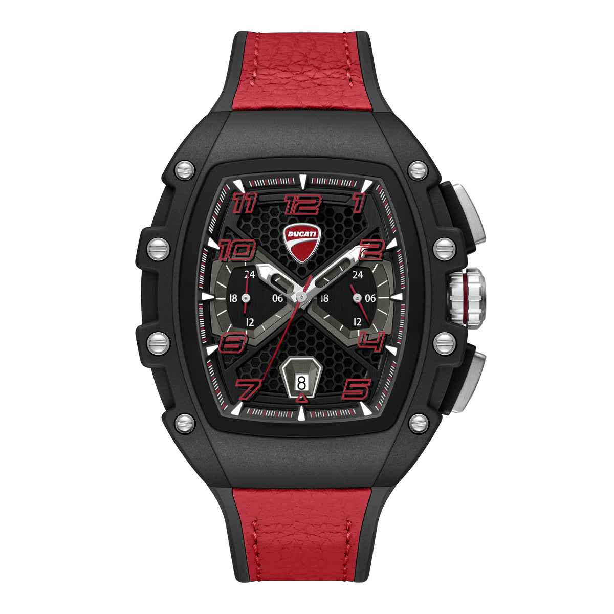 Ducati Quartz Multifunction Black Dial Black Silicone Strap Watch For Men