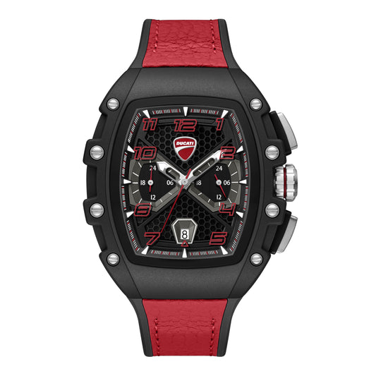 Ducati Quartz Multifunction Black Dial Black Silicone Strap Watch For Men