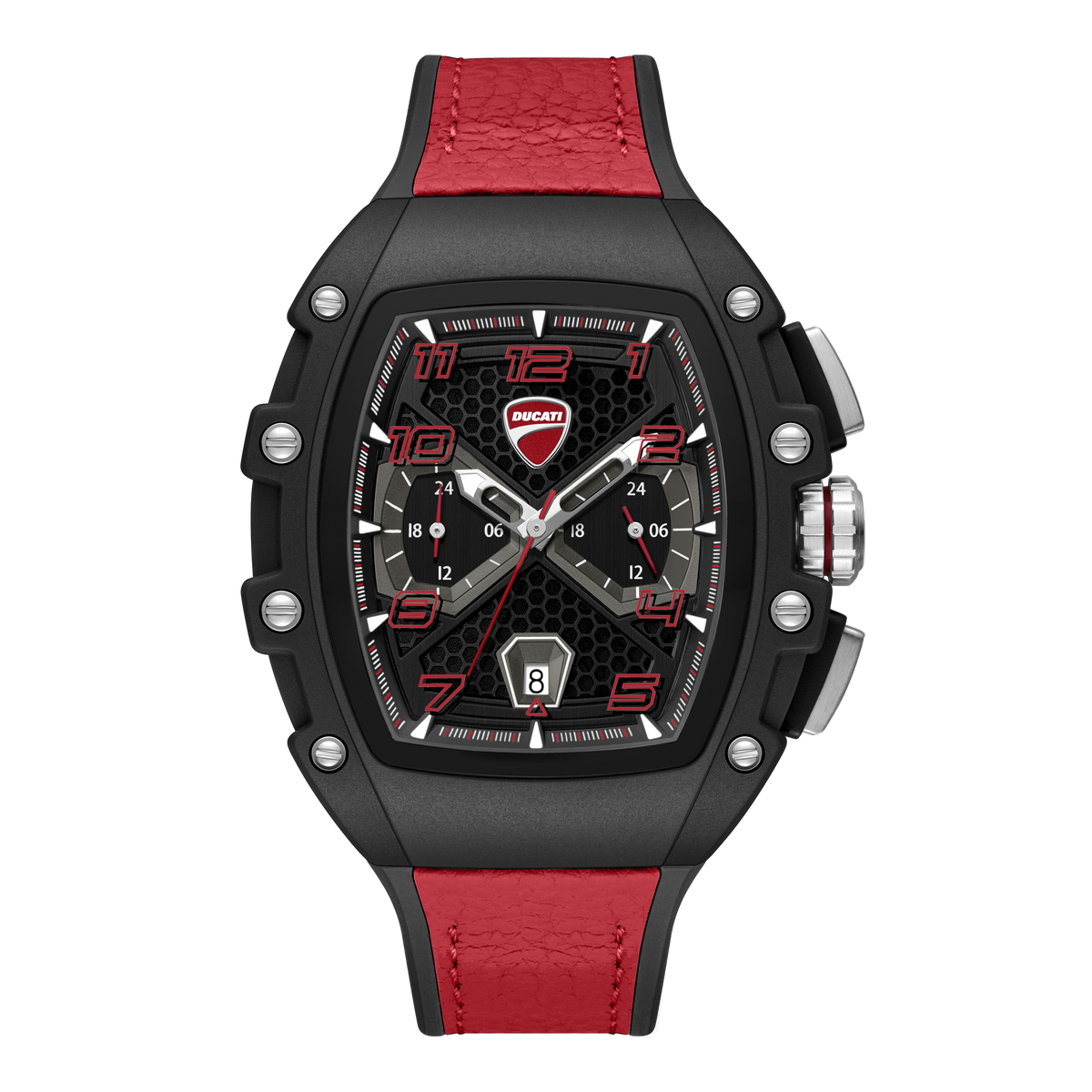 Ducati Quartz Multifunction Black Dial Black Silicone Strap Watch For Men