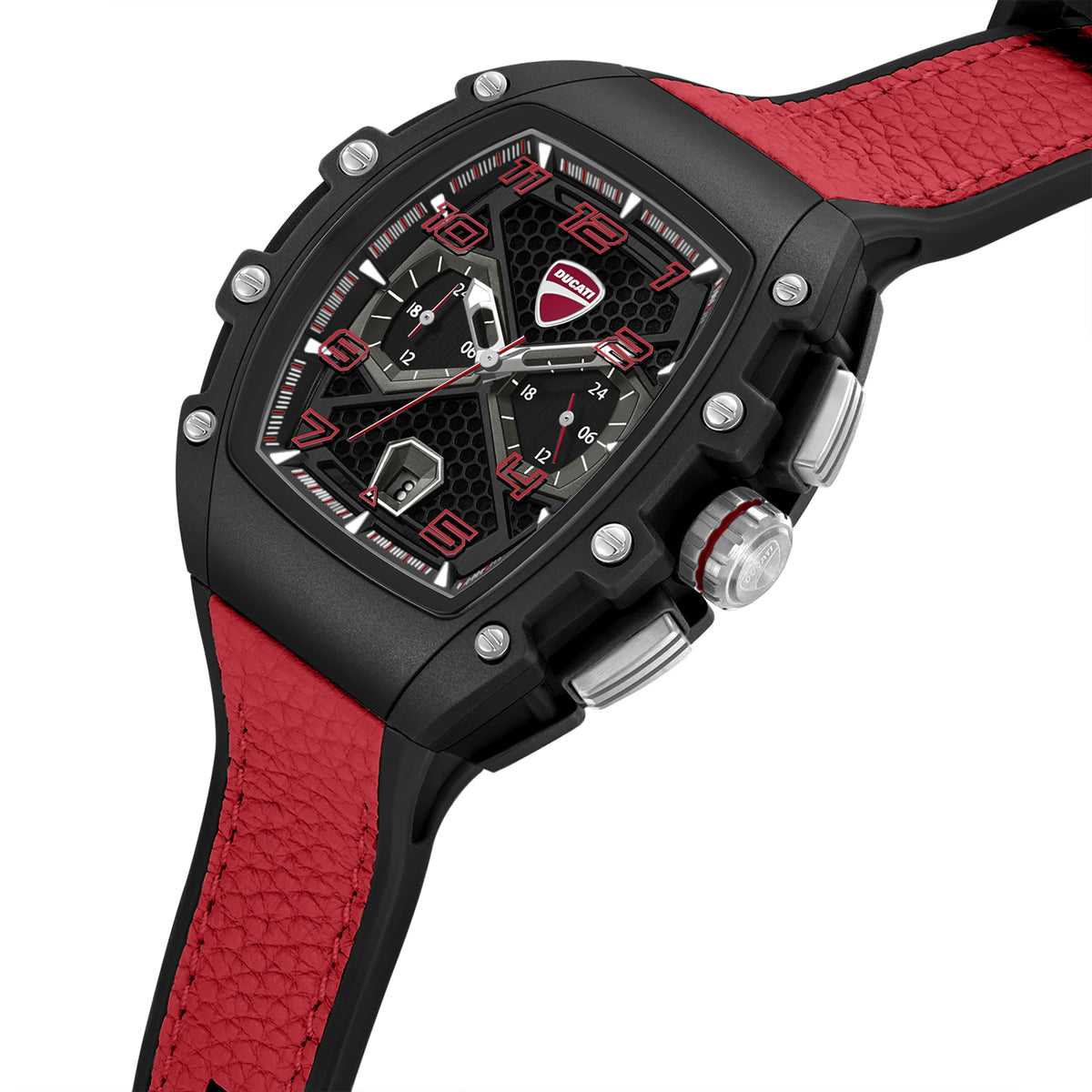Ducati Quartz Multifunction Black Dial Black Silicone Strap Watch For Men