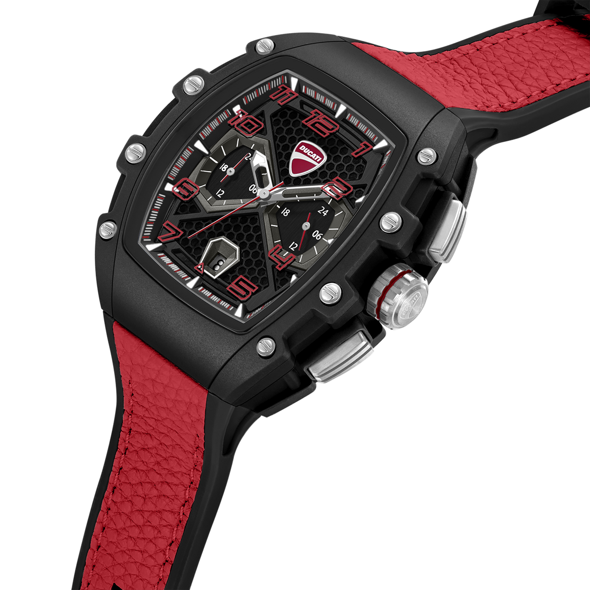 Ducati Quartz Multifunction Black Dial Black Silicone Strap Watch For Men