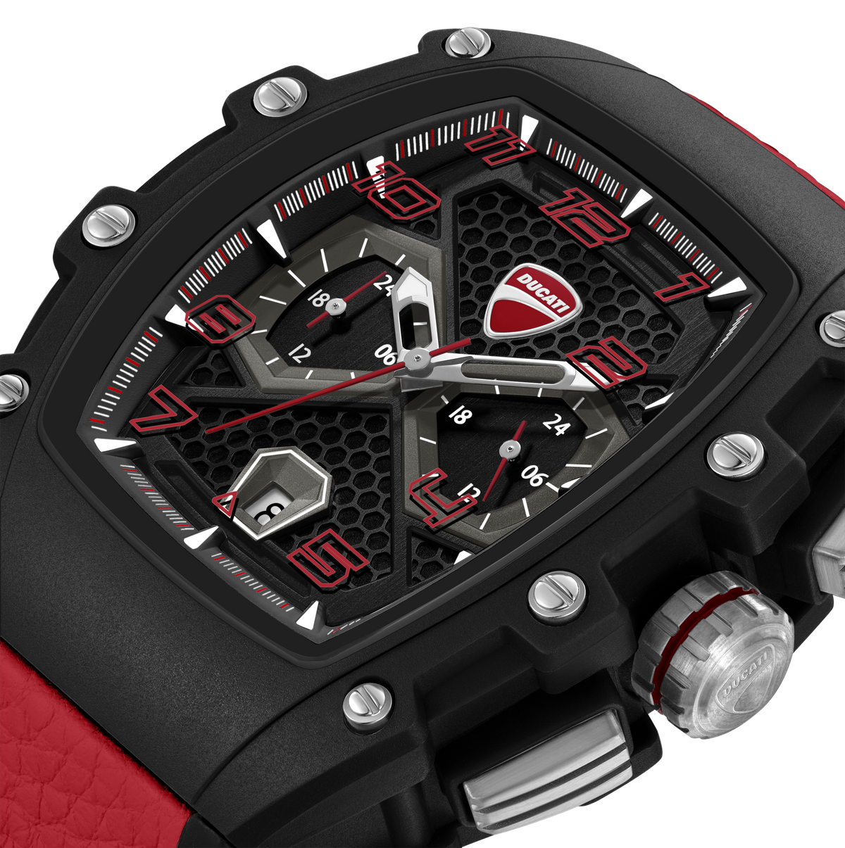 Ducati Quartz Multifunction Black Dial Black Silicone Strap Watch For Men