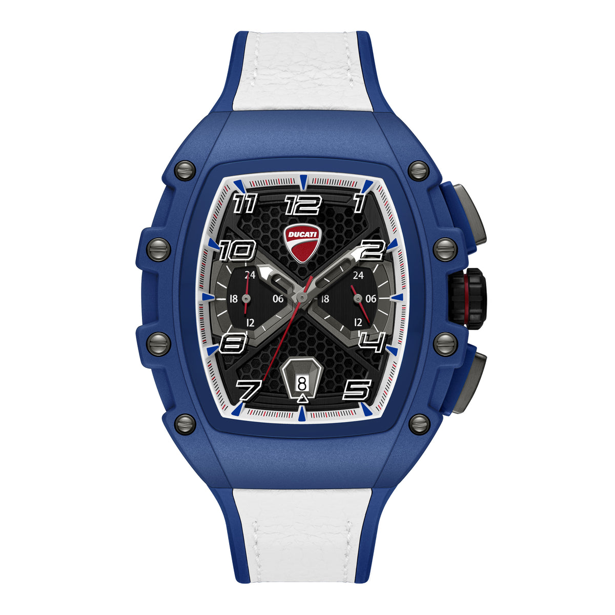 Ducati Quartz Multifunction Black Dial Blue Silicone Strap Watch For Men