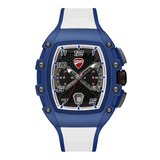 Ducati Quartz Multifunction Black Dial Blue Silicone Strap Watch For Men