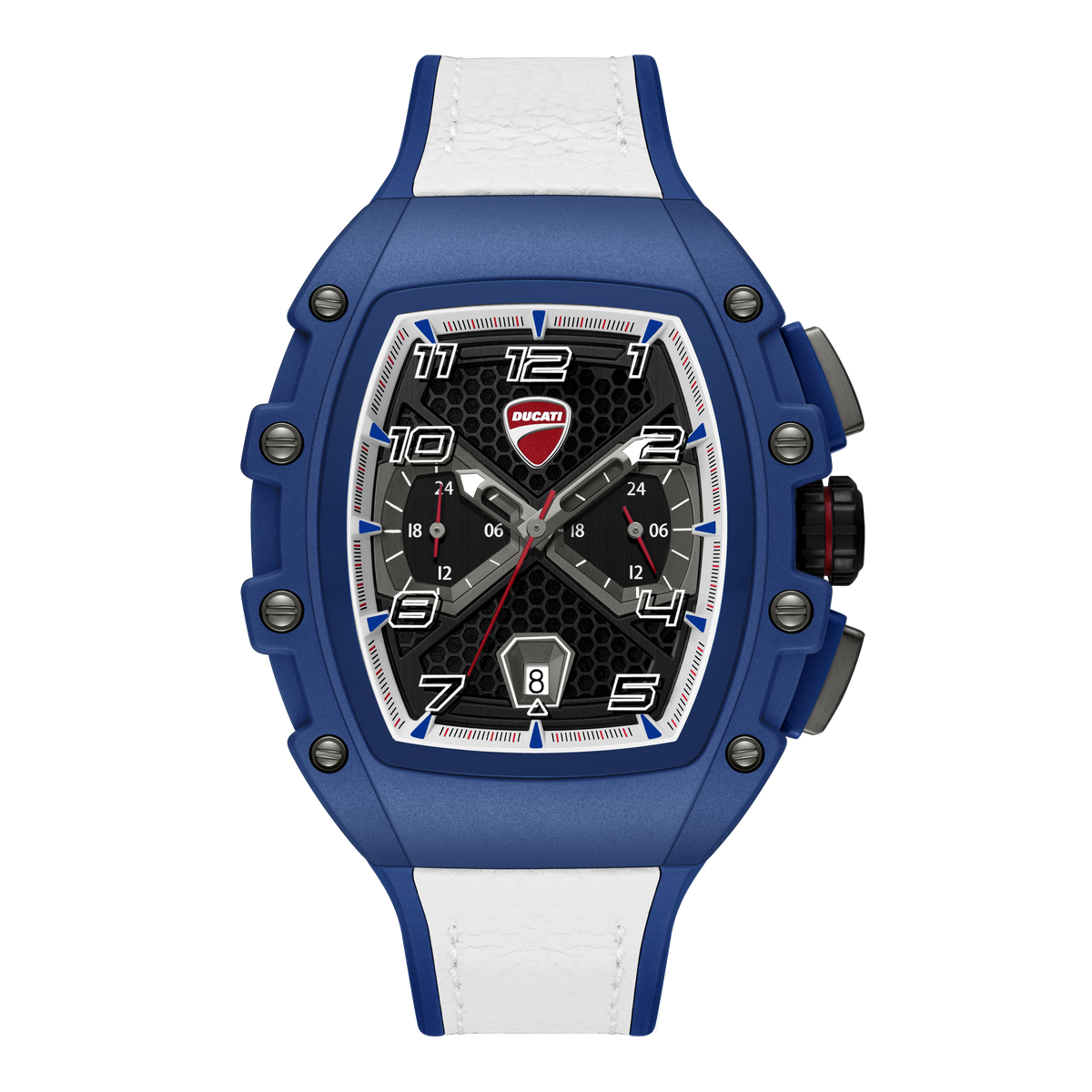 Ducati Quartz Multifunction Black Dial Blue Silicone Strap Watch For Men