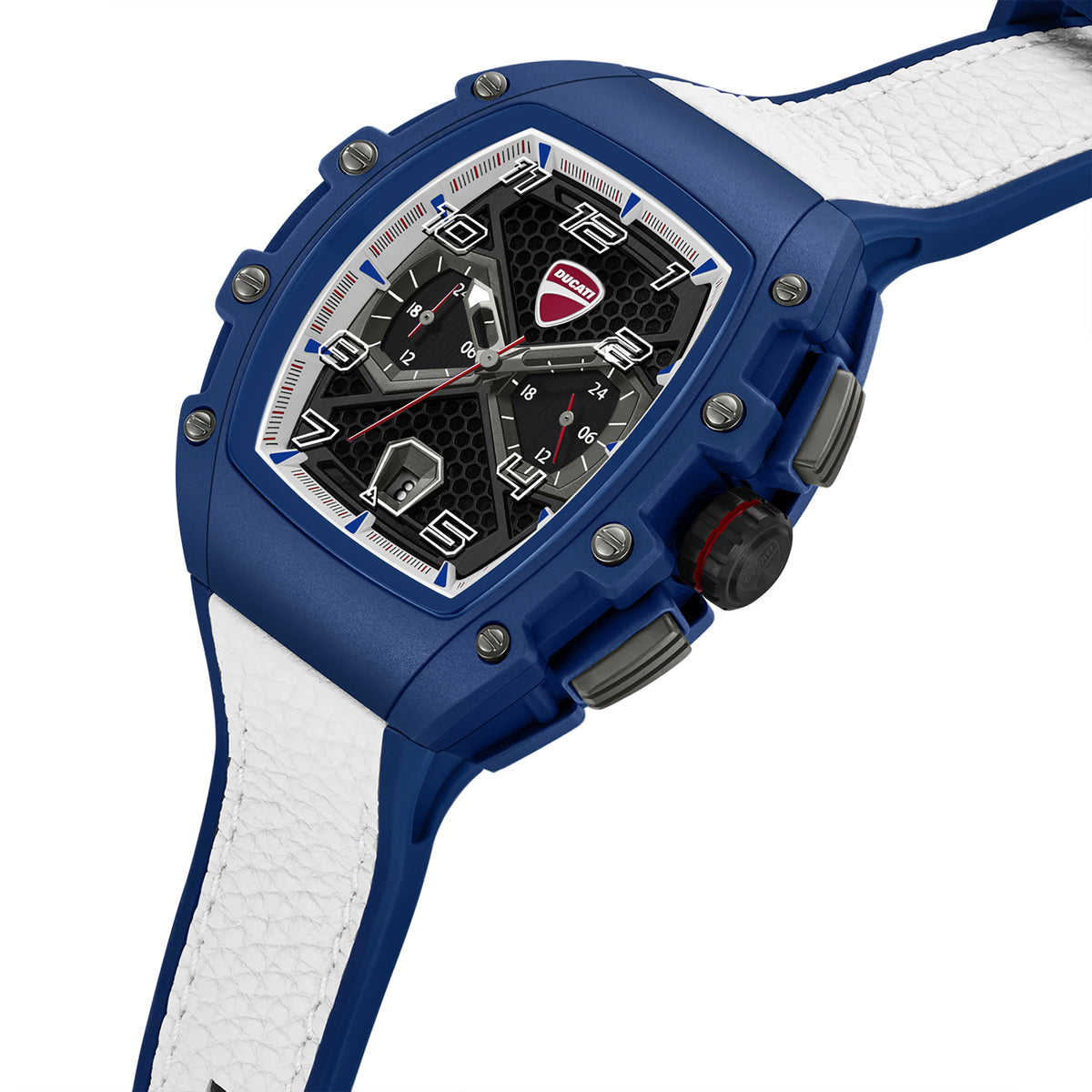 Ducati Quartz Multifunction Black Dial Blue Silicone Strap Watch For Men