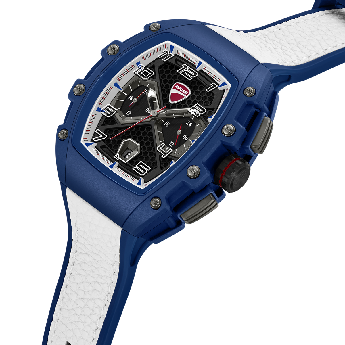 Ducati Quartz Multifunction Black Dial Blue Silicone Strap Watch For Men