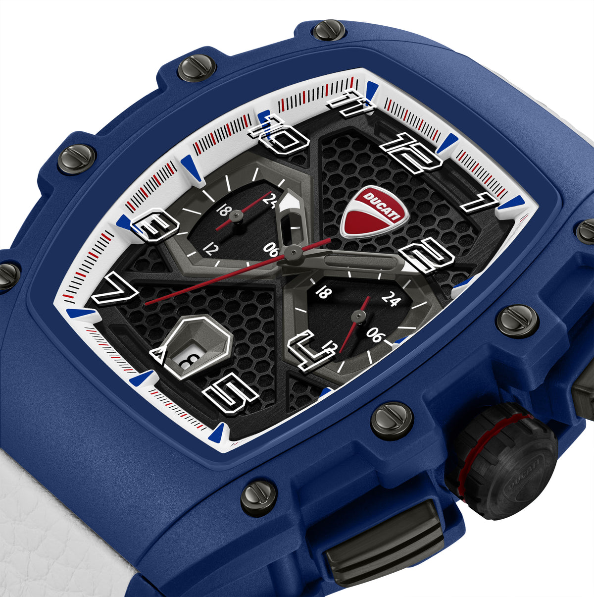 Ducati Quartz Multifunction Black Dial Blue Silicone Strap Watch For Men