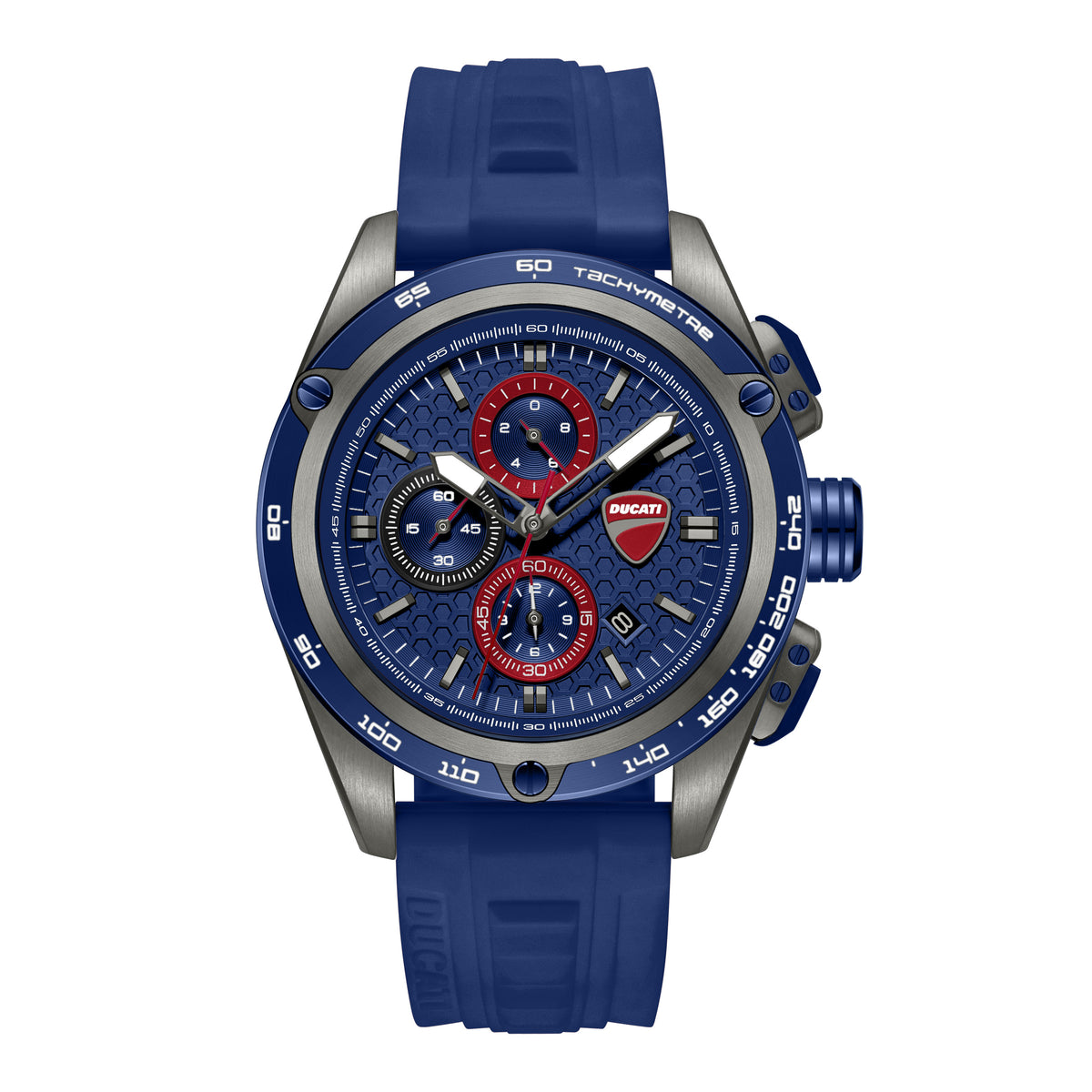 Ducati Quartz Chronograph Blue Dial Blue Silicone Strap Watch For Men