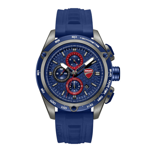 Ducati Quartz Chronograph Blue Dial Blue Silicone Strap Watch For Men