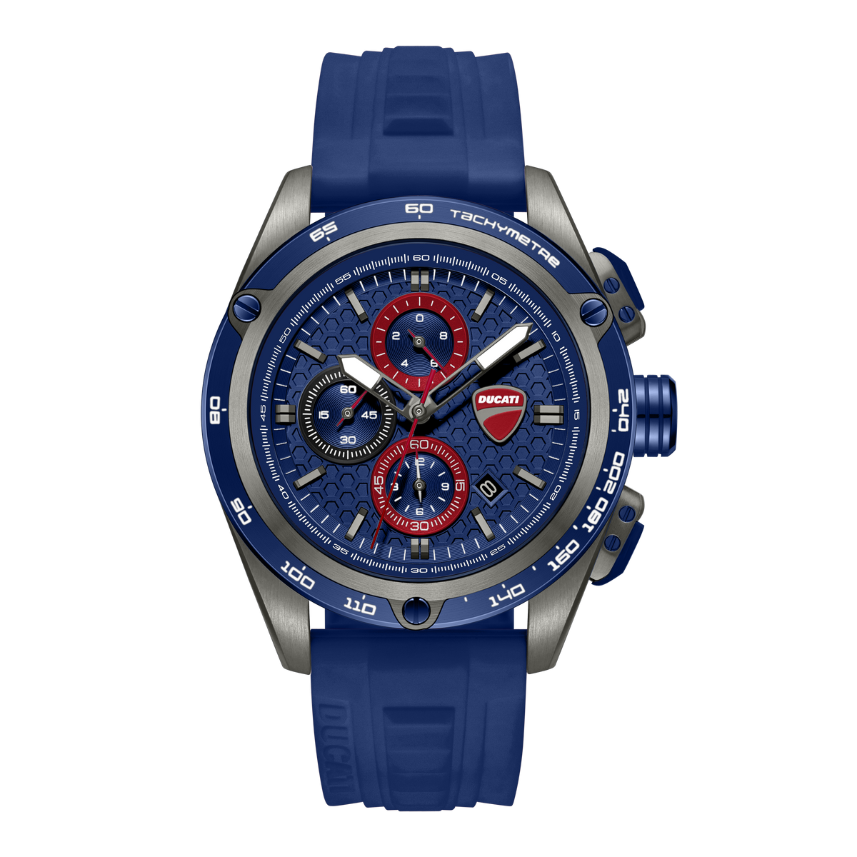 Ducati Quartz Chronograph Blue Dial Blue Silicone Strap Watch For Men