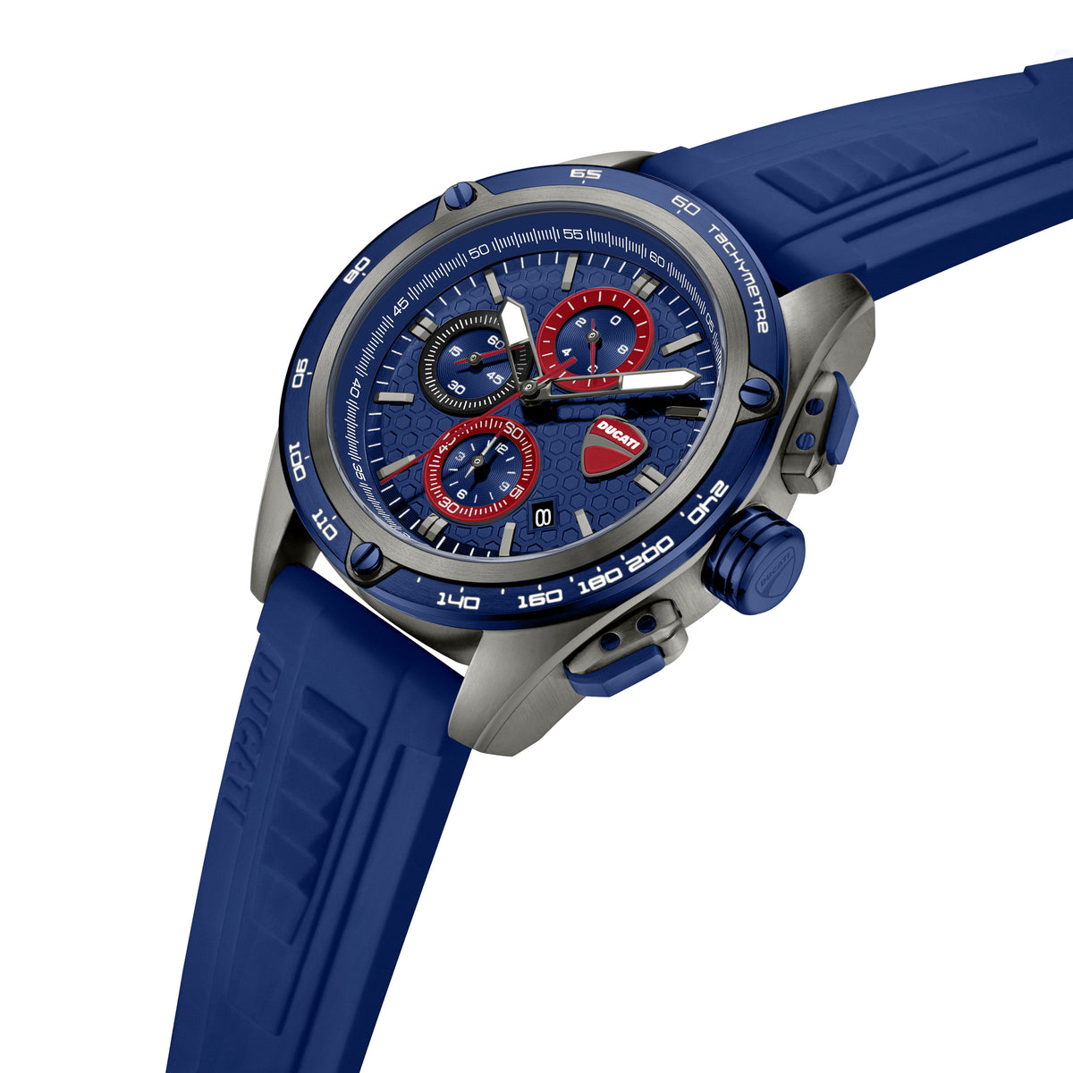 Ducati Quartz Chronograph Blue Dial Blue Silicone Strap Watch For Men