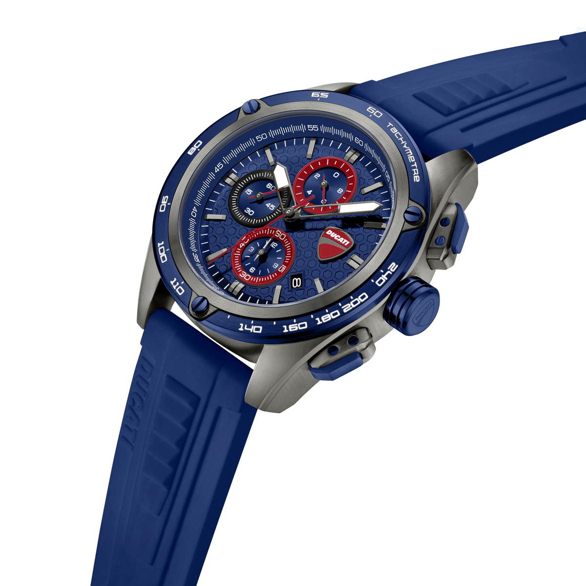 Ducati Quartz Chronograph Blue Dial Blue Silicone Strap Watch For Men