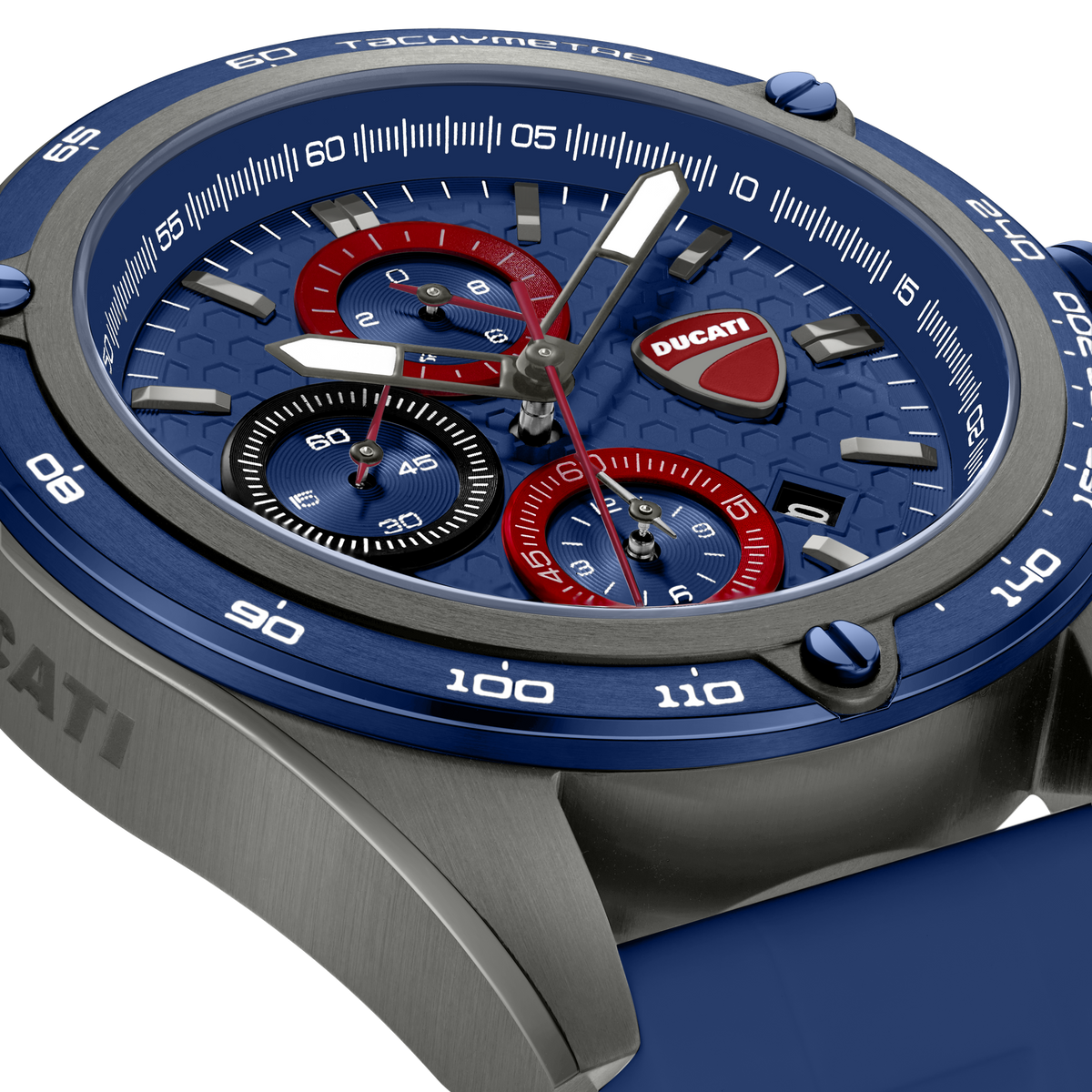 Ducati Quartz Chronograph Blue Dial Blue Silicone Strap Watch For Men