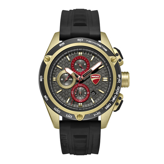 Ducati Quartz Chronograph Grey Dial Black Silicone Strap Watch For Men