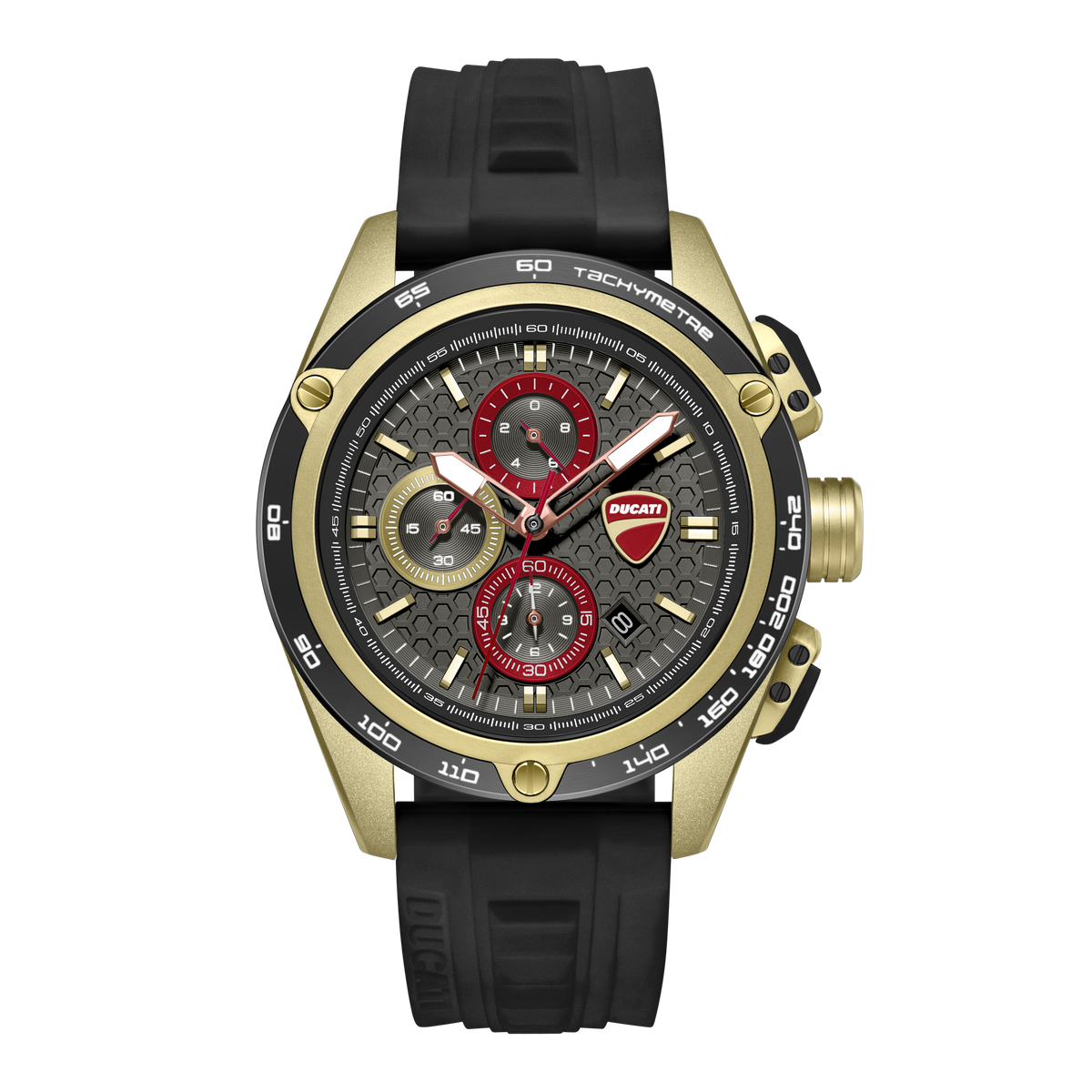 Ducati Quartz Chronograph Grey Dial Black Silicone Strap Watch For Men