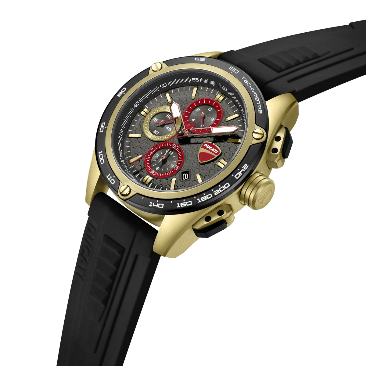 Ducati Quartz Chronograph Grey Dial Black Silicone Strap Watch For Men