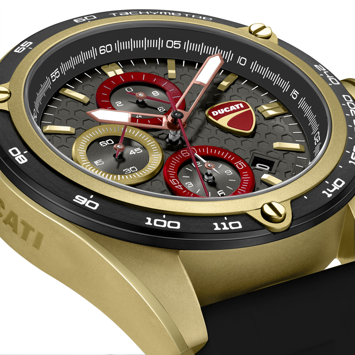 Ducati Quartz Chronograph Grey Dial Black Silicone Strap Watch For Men