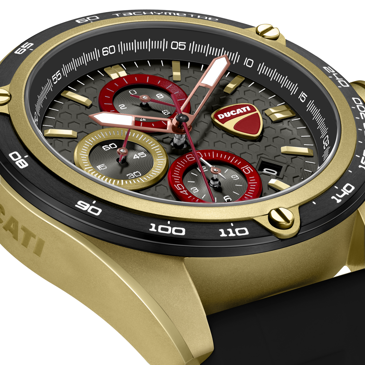 Ducati Quartz Chronograph Grey Dial Black Silicone Strap Watch For Men