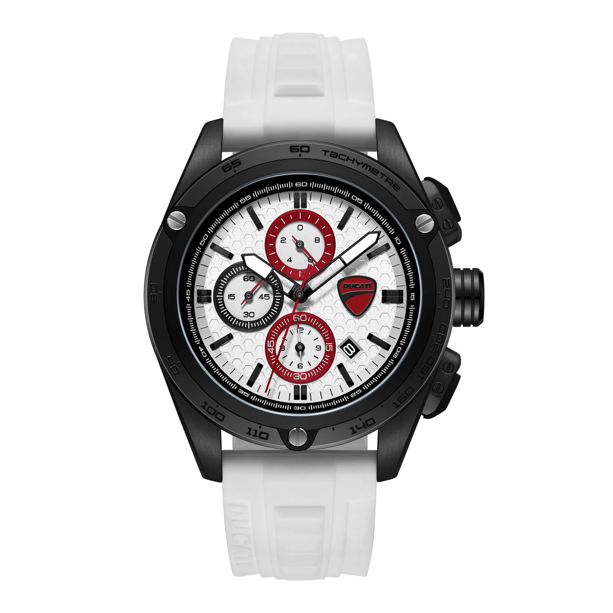 Ducati Quartz Chronograph White Dial White Silicone Strap Watch For Men