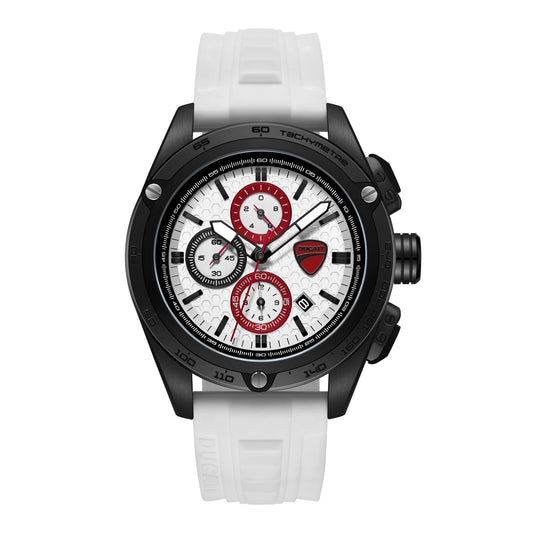 Ducati Quartz Chronograph White Dial White Silicone Strap Watch For Men