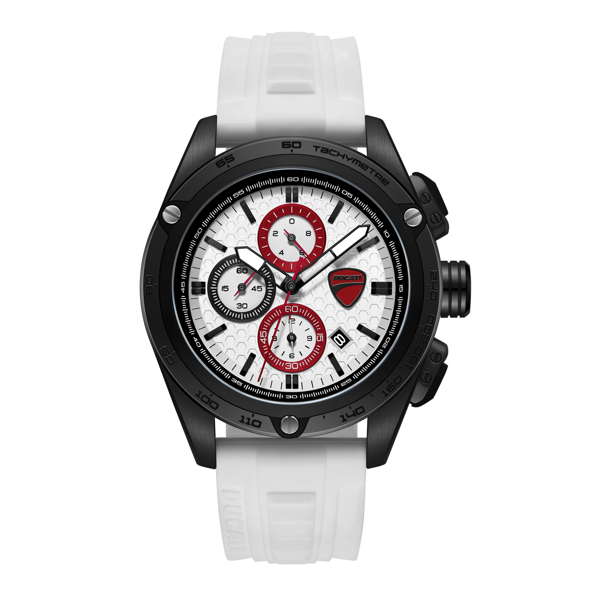 Ducati Quartz Chronograph White Dial White Silicone Strap Watch For Men