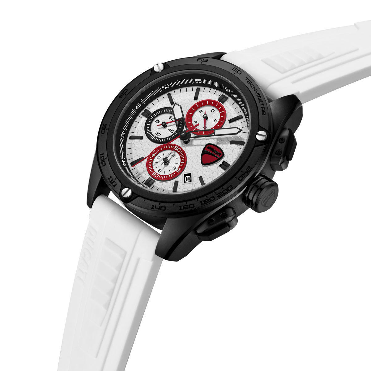 Ducati Quartz Chronograph White Dial White Silicone Strap Watch For Men