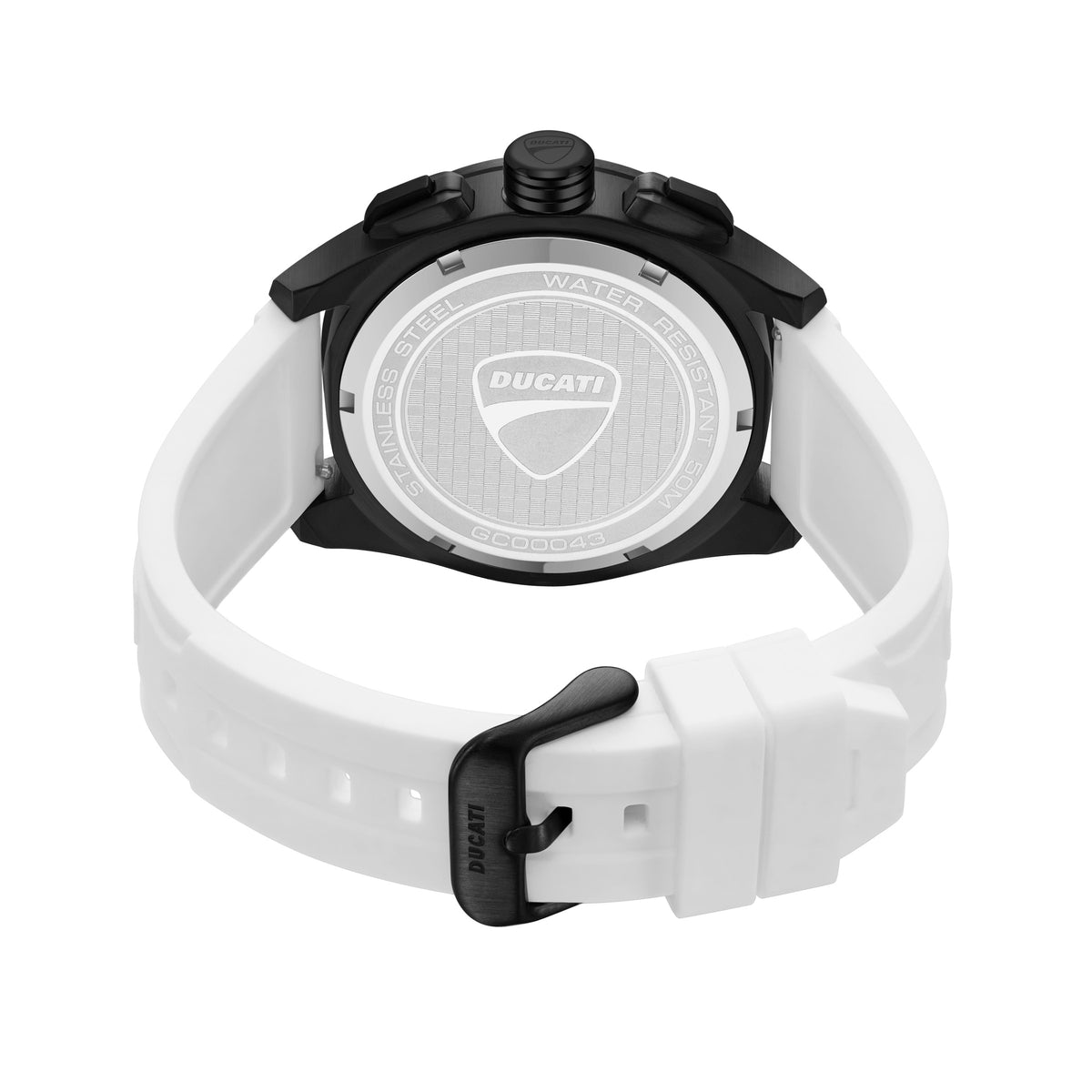 Ducati Quartz Chronograph White Dial White Silicone Strap Watch For Men