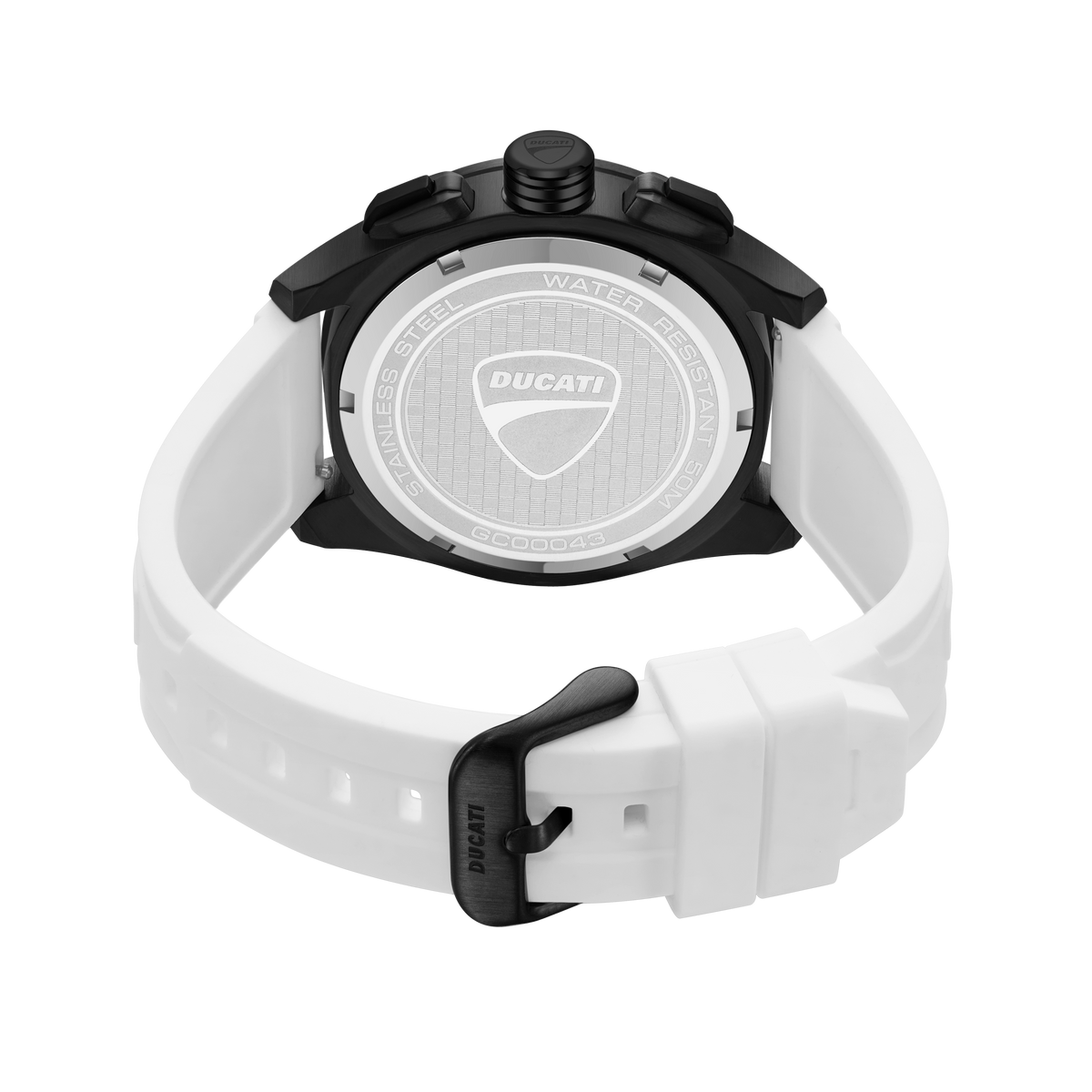 Ducati Quartz Chronograph White Dial White Silicone Strap Watch For Men