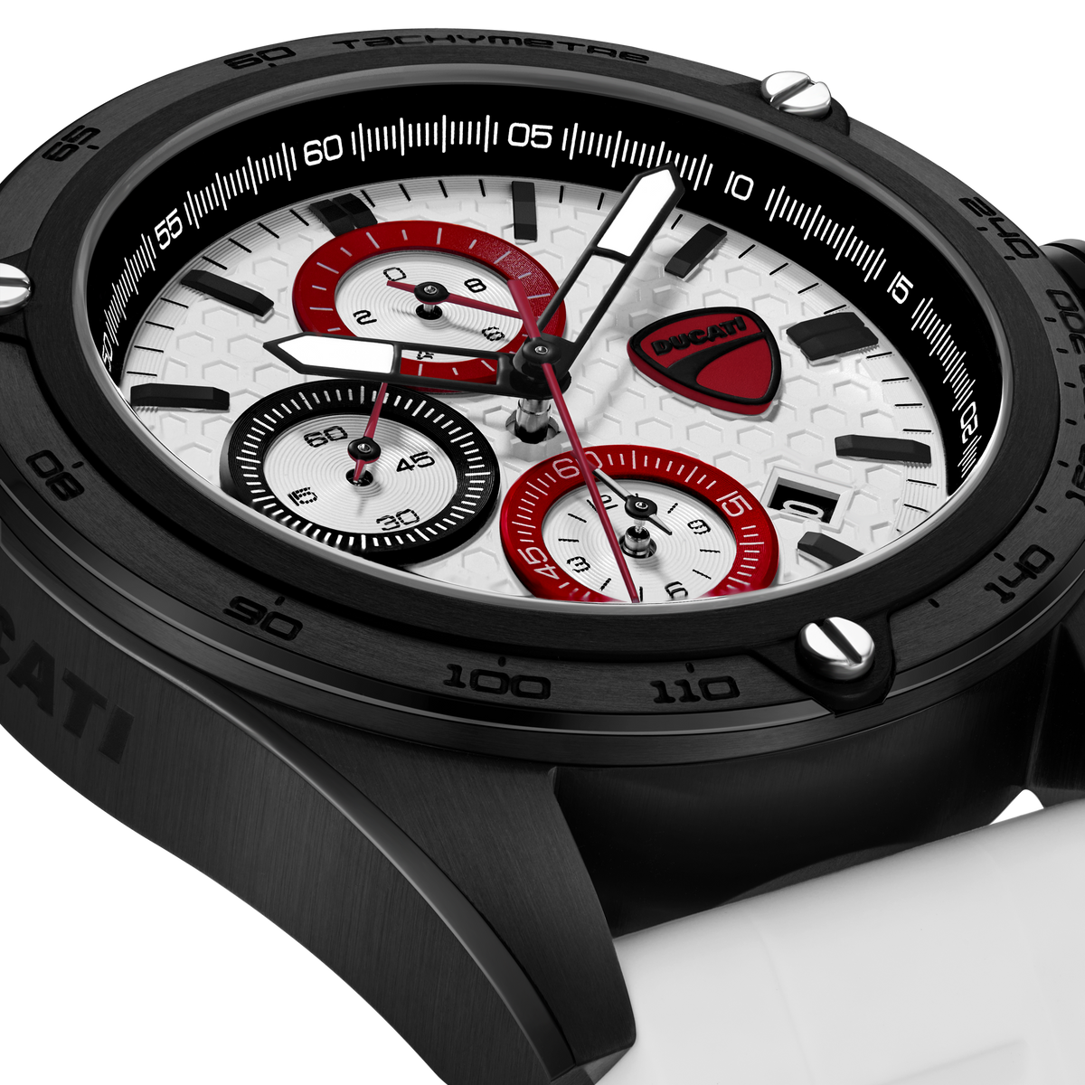 Ducati Quartz Chronograph White Dial White Silicone Strap Watch For Men