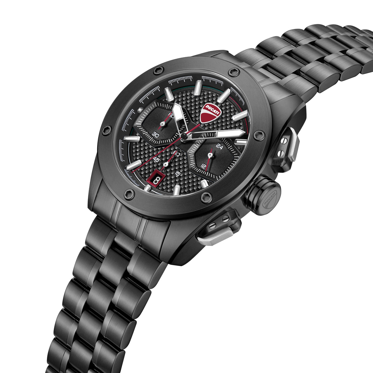 Ducati Quartz Chronograph Black Dial Black Stainless Steel Strap Watch For Men