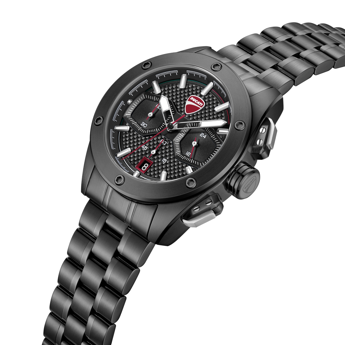 Ducati Quartz Chronograph Black Dial Black Stainless Steel Strap Watch For Men