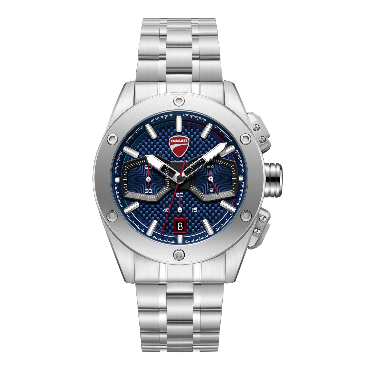 Ducati Quartz Chronograph Blue Dial Silver Stainless Steel Strap Watch For Men