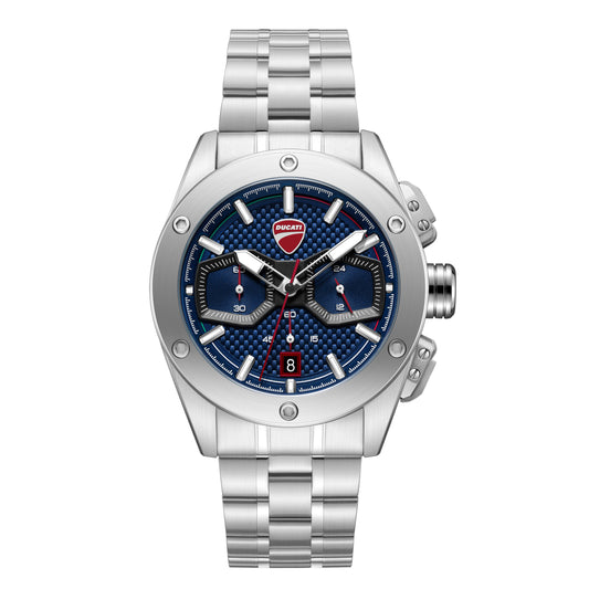 Ducati Quartz Chronograph Blue Dial Silver Stainless Steel Strap Watch For Men