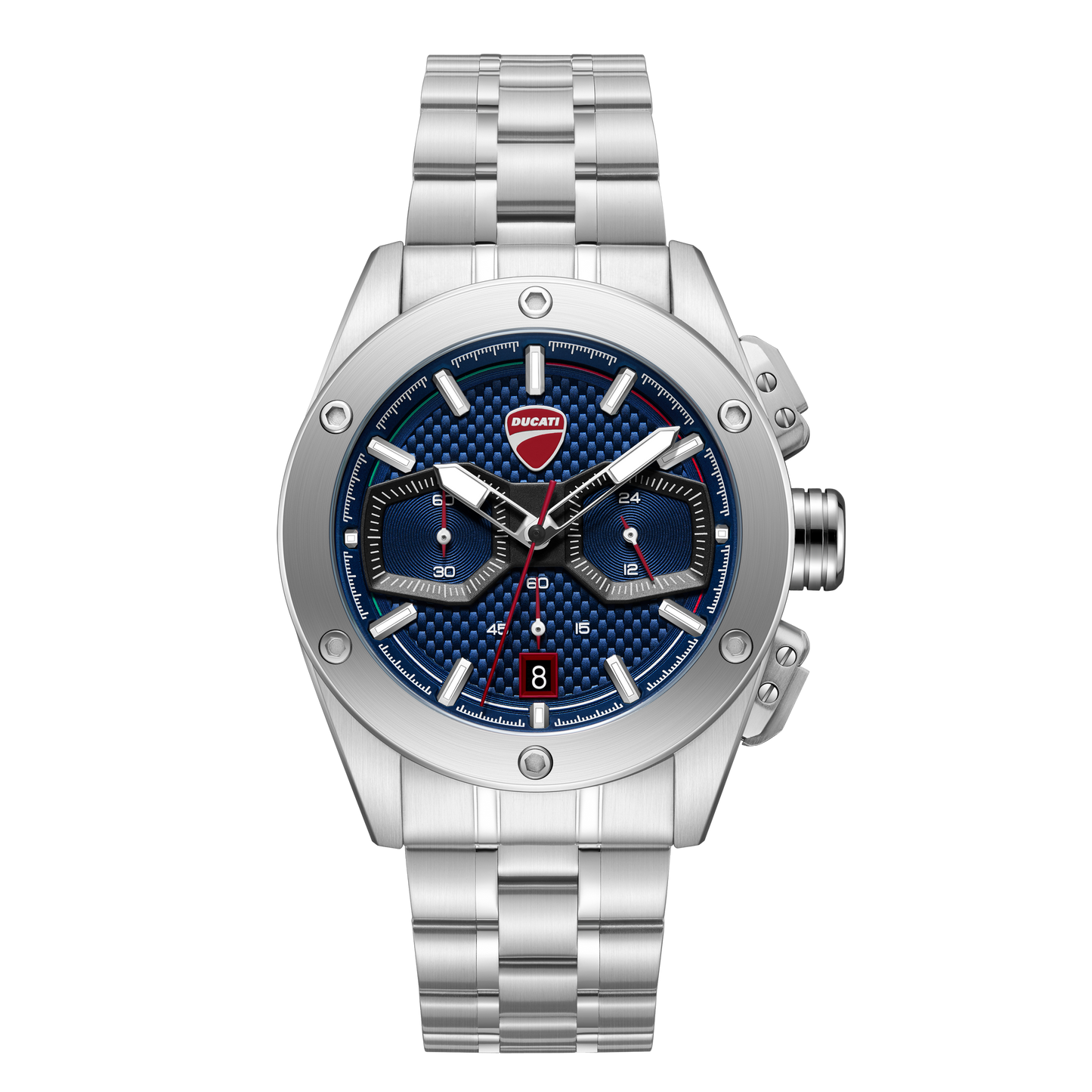 Ducati Quartz Chronograph Blue Dial Silver Stainless Steel Strap Watch For Men
