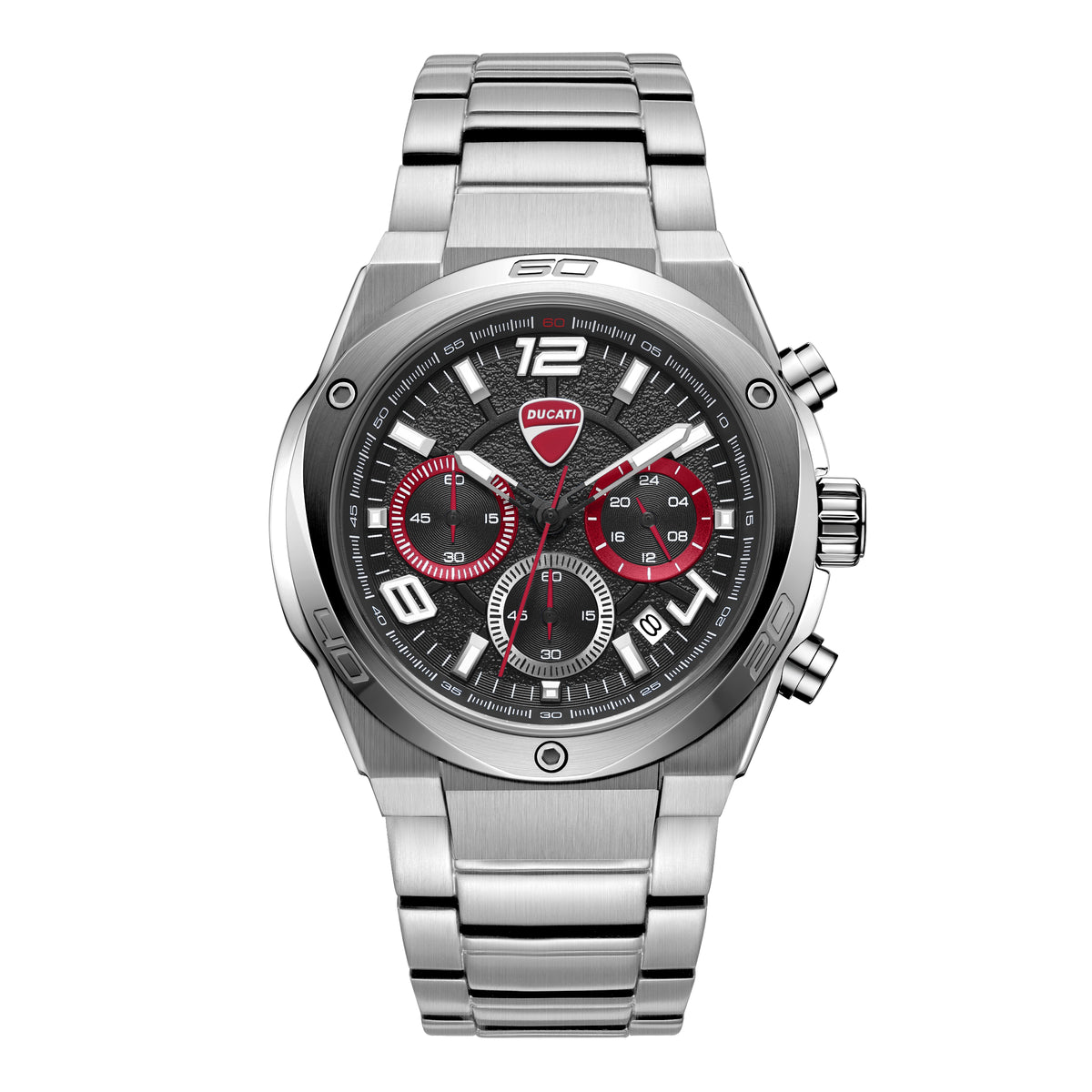Ducati Quartz Chronograph Black Dial Silver Stainless Steel Strap Watch For Men