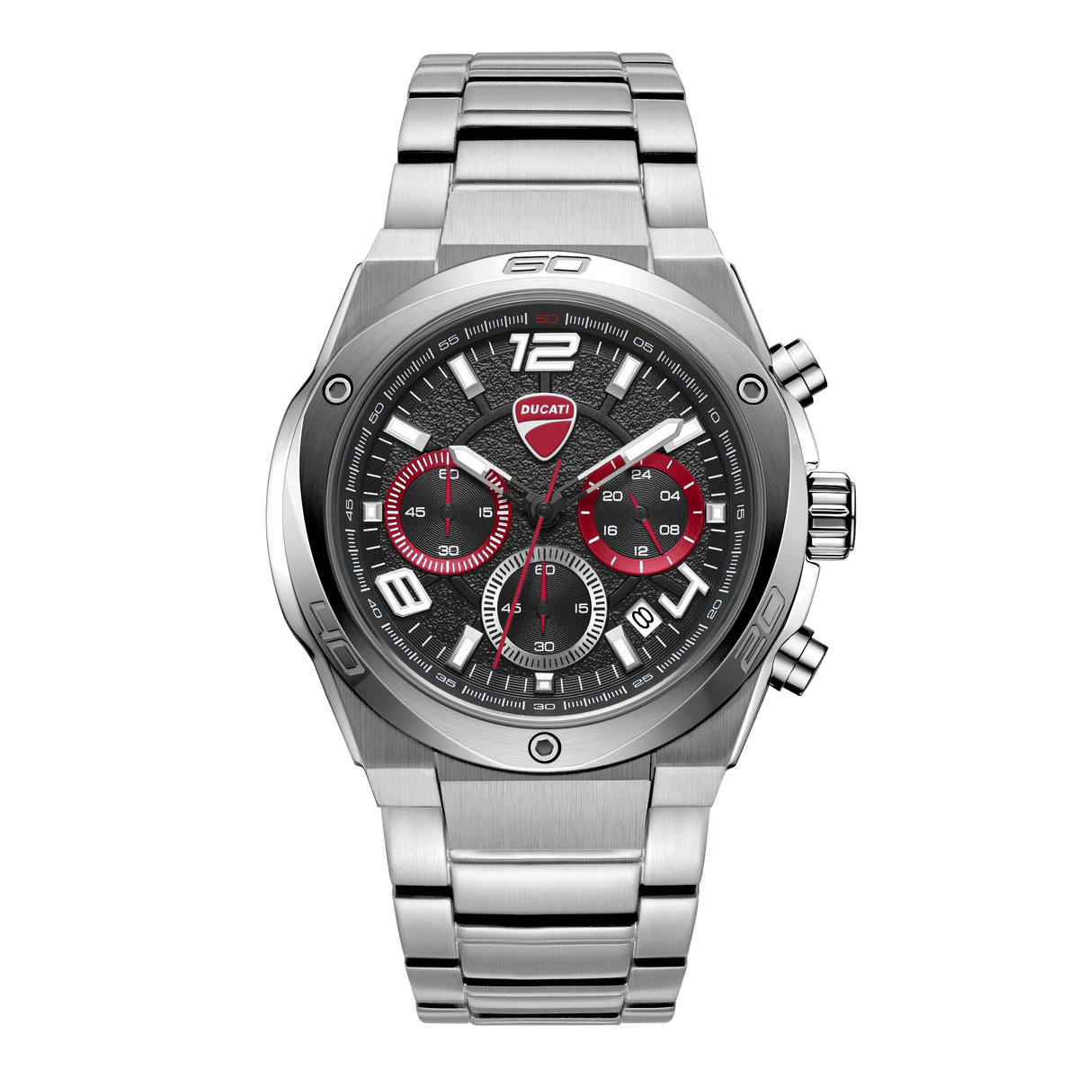 Ducati Quartz Chronograph Black Dial Silver Stainless Steel Strap Watch For Men