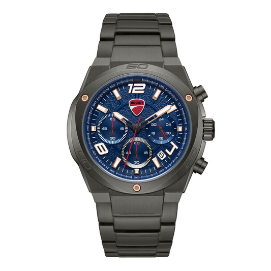 Ducati Quartz Chronograph Blue Dial Grey Stainless Steel Strap Watch For Men