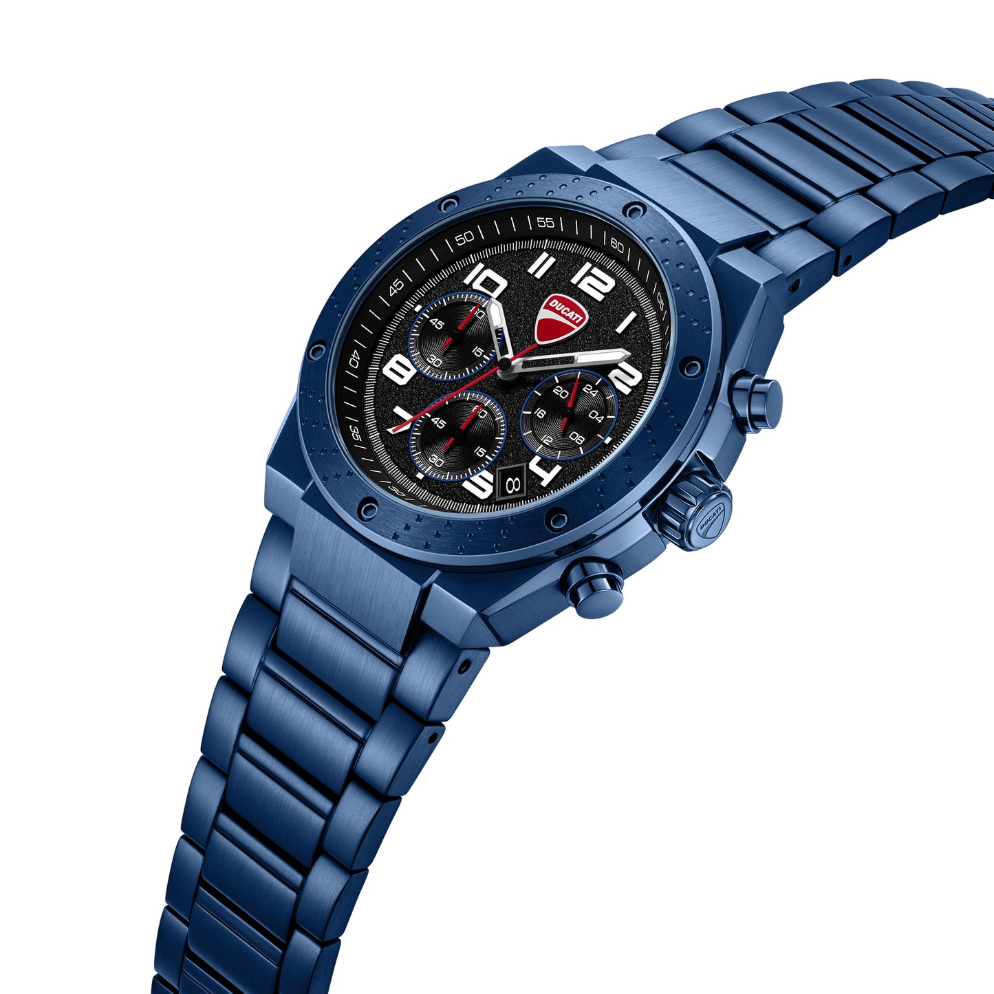 Ducati Quartz Chronograph Black Dial Blue Stainless Steel Strap Watch For Men