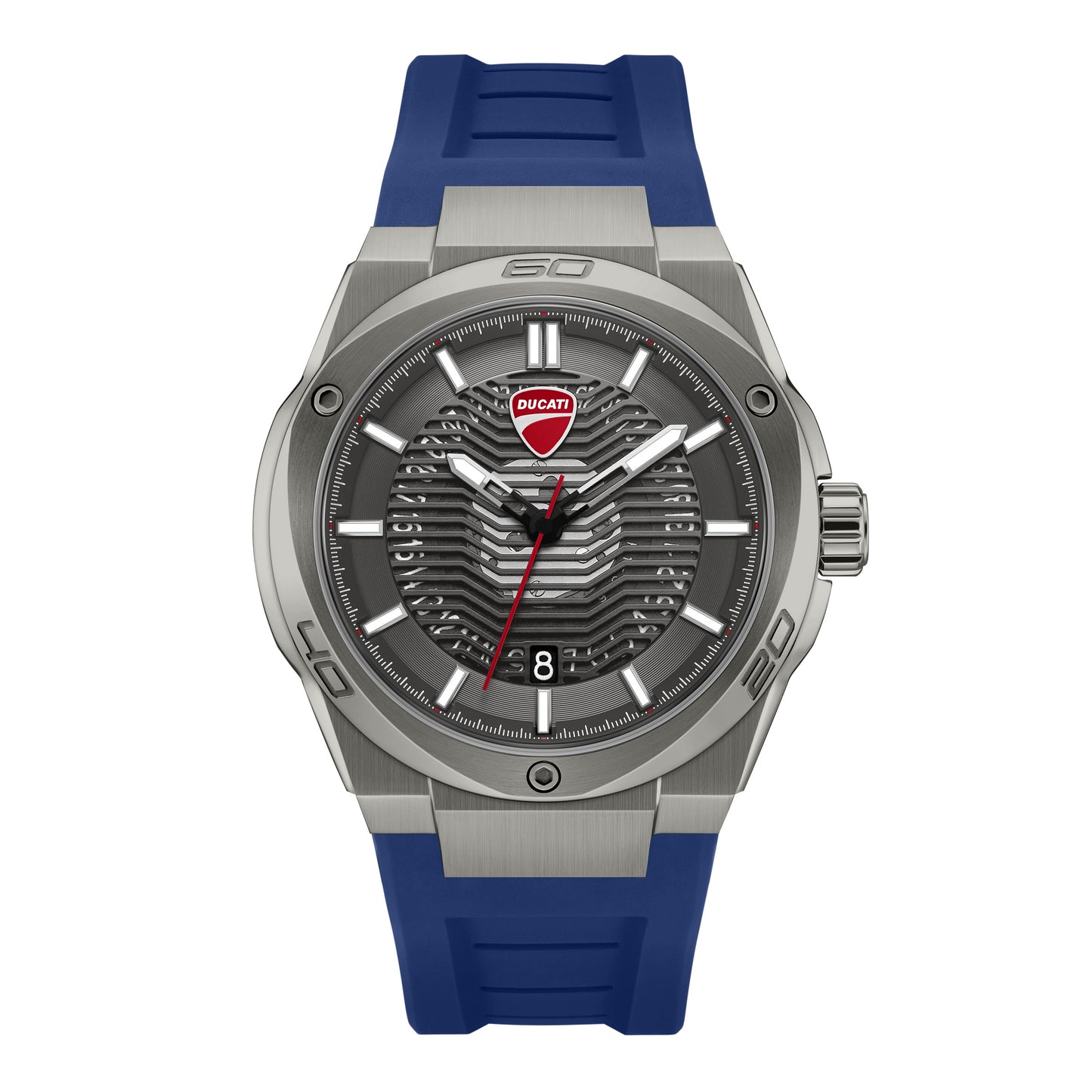 Ducati Quartz Analog Grey Dial Blue Silicone Strap Watch For Men