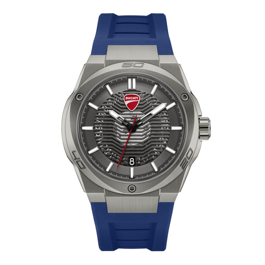 Ducati Quartz Analog Grey Dial Blue Silicone Strap Watch For Men