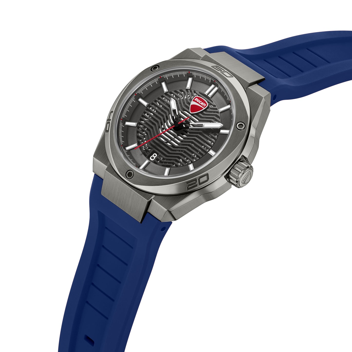 Ducati Quartz Analog Grey Dial Blue Silicone Strap Watch For Men