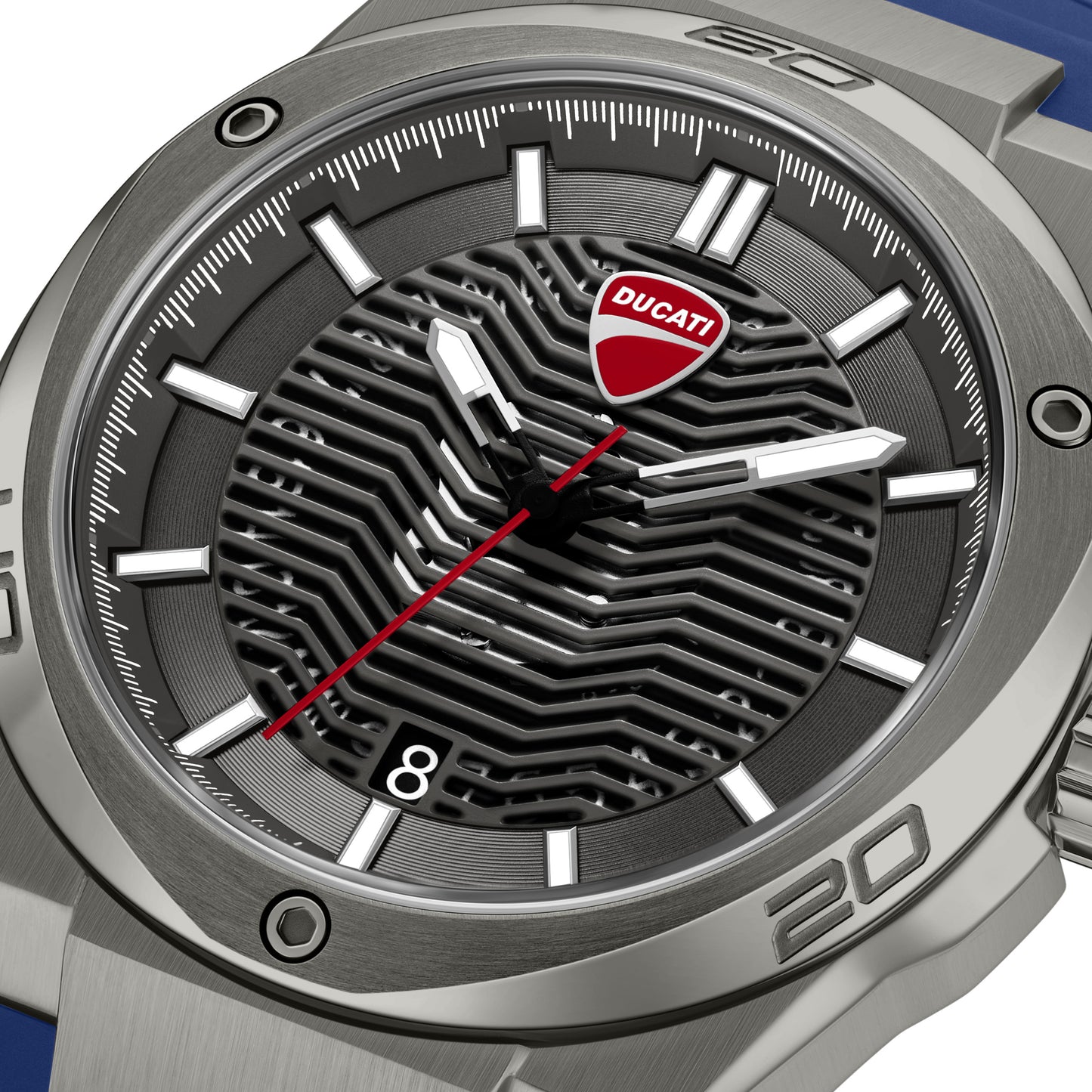 Ducati Quartz Analog Grey Dial Blue Silicone Strap Watch For Men