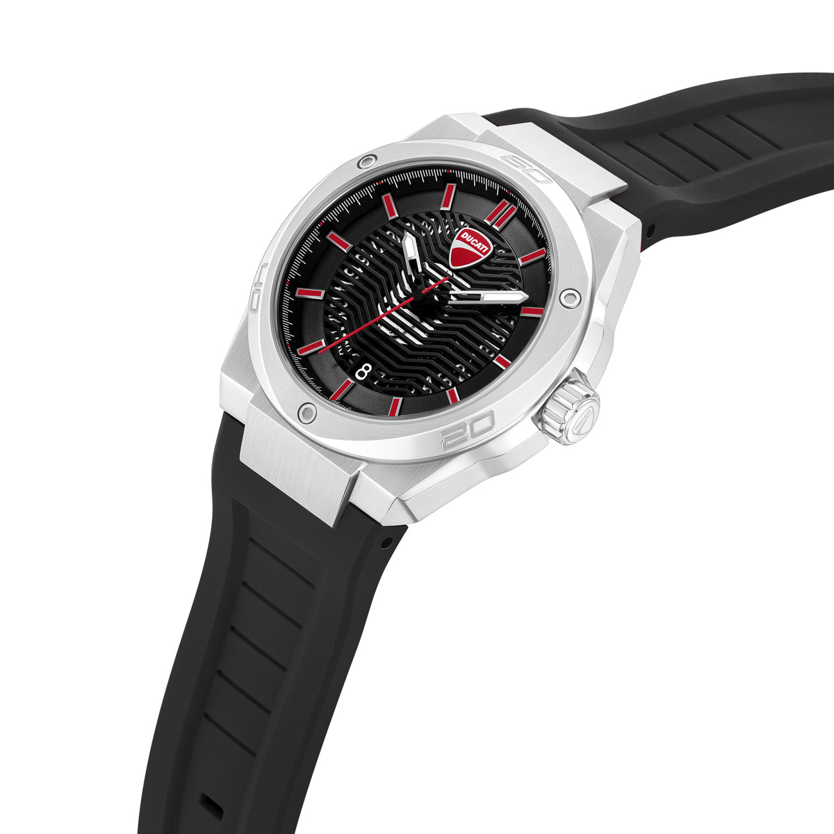 Ducati Quartz Analog Black Dial Black Silicone Strap Watch For Men