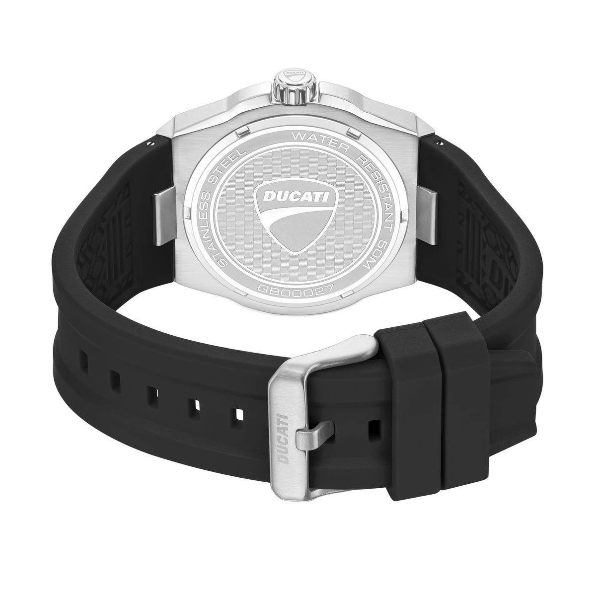 Ducati Quartz Analog Black Dial Black Silicone Strap Watch For Men