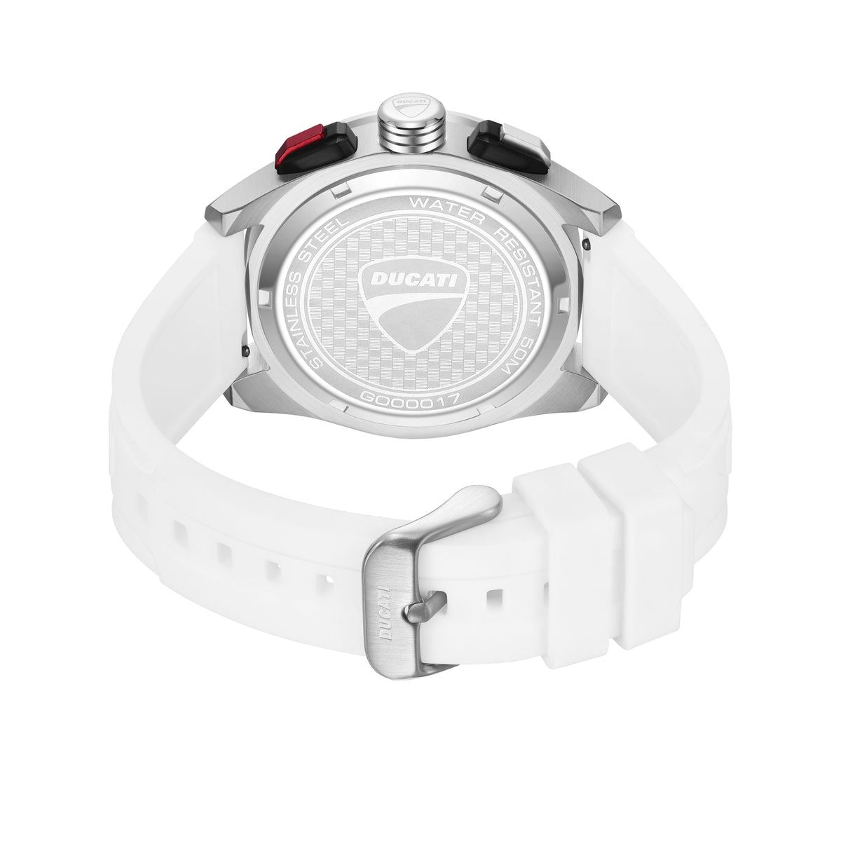Ducati Quartz Chronograph Black Dial White Silicone Strap Watch For Men