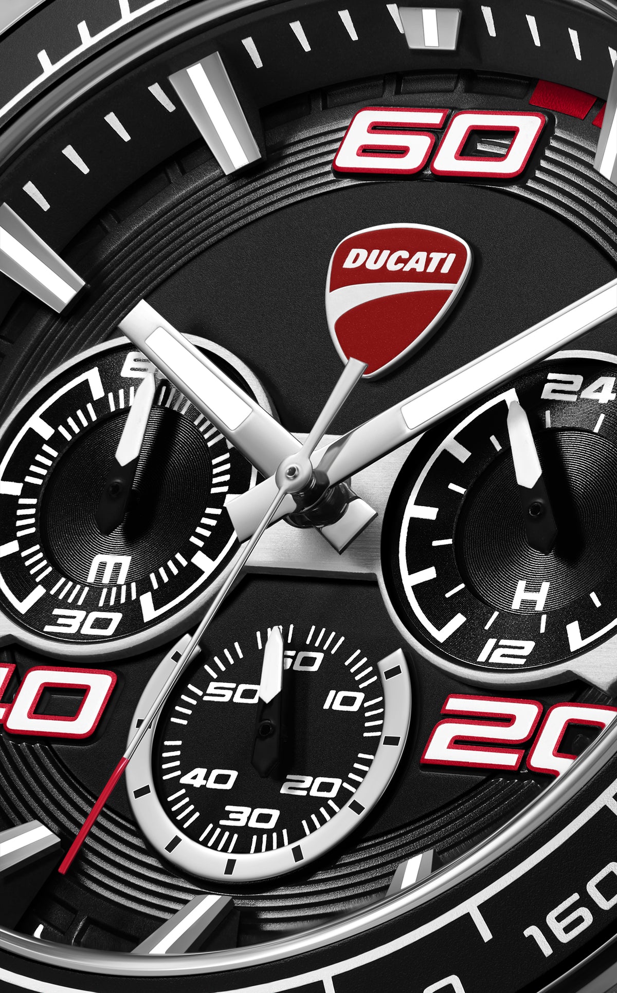 Ducati Quartz Chronograph Black Dial White Silicone Strap Watch For Men
