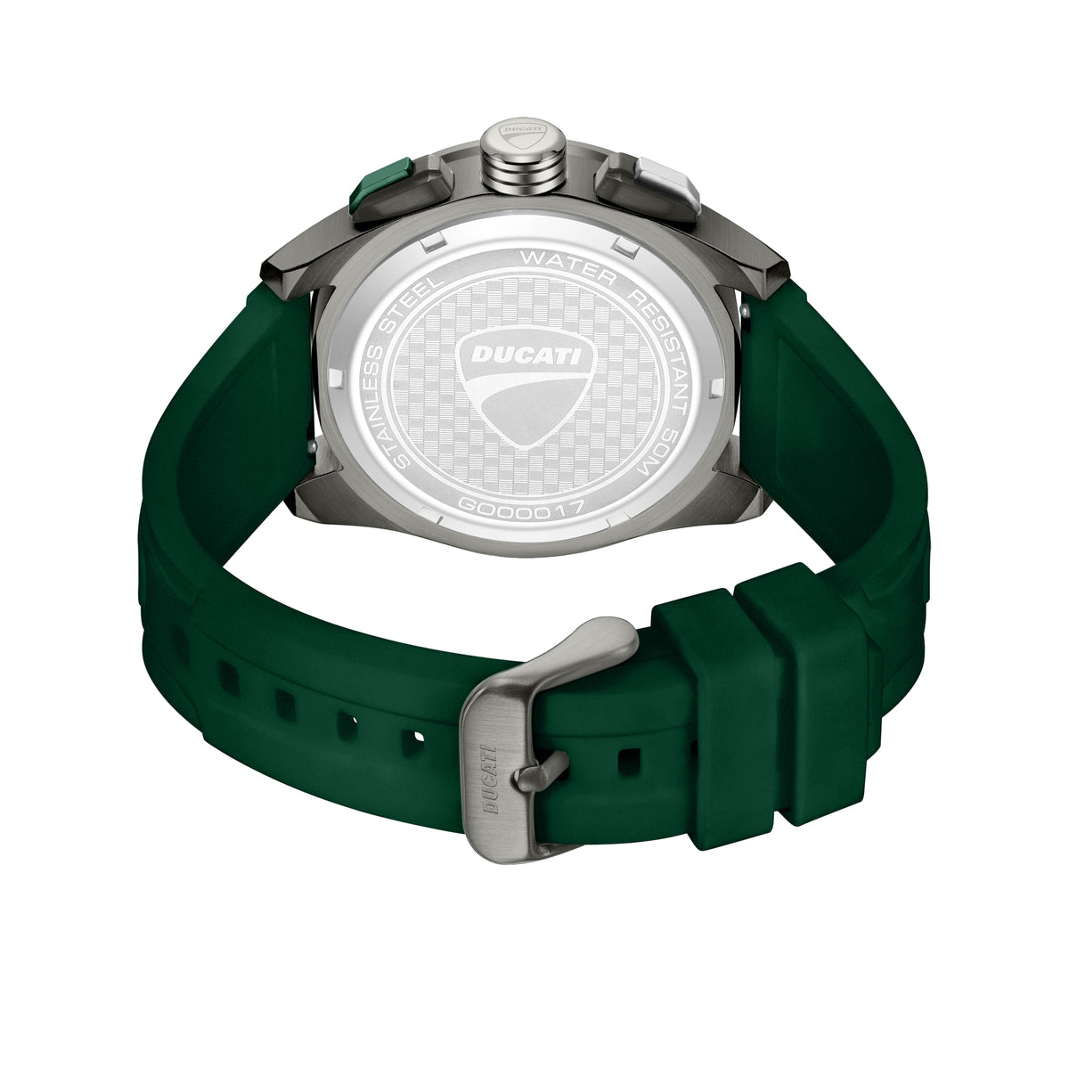 Ducati Quartz Chronograph Black Dial Green Silicone Strap Watch For Men
