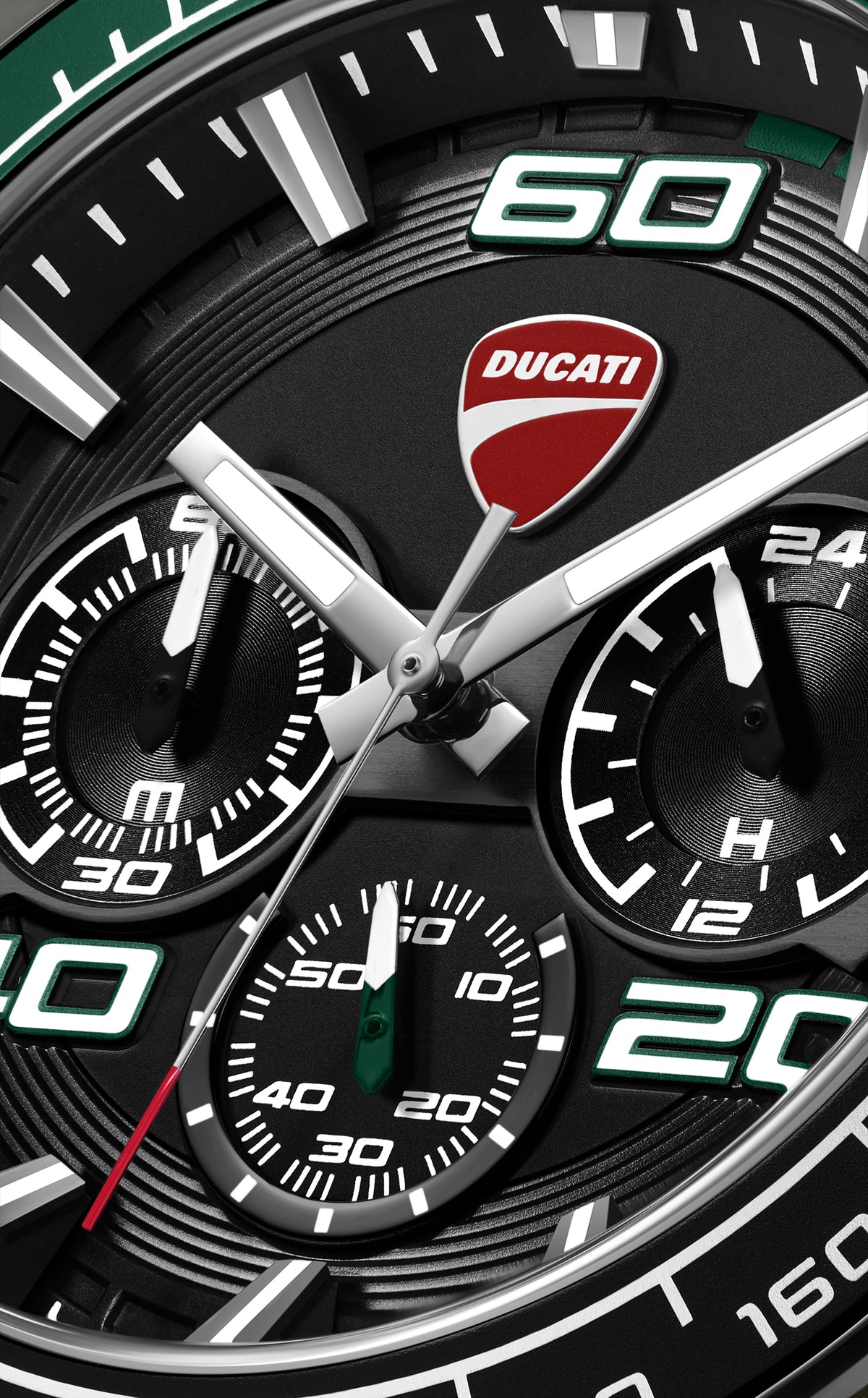 Ducati Quartz Chronograph Black Dial Green Silicone Strap Watch For Men