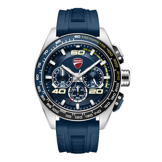 Ducati Quartz Chronograph Blue Dial Blue Silicone Strap Watch For Men